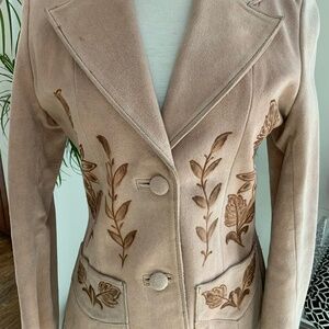 Vintage Tan Suede Jacket With Hand Painted Design